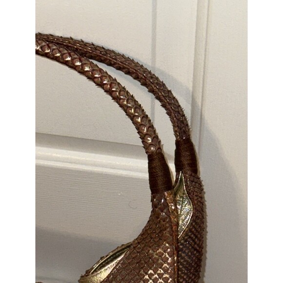 Vintage Fatto A Mano Carlos Falchi Bronze Snakeskin Hobo Bag EUC - Picture 12 of 15